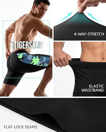 Men's Compression Shorts with Pocket - Spandex Athletic & Running Shorts, Workout Performance Underwear
