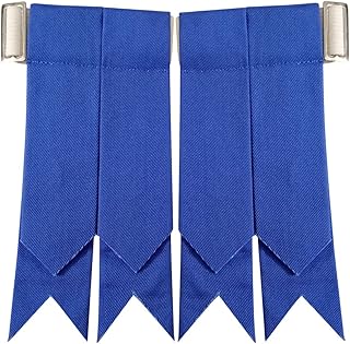 AAR Blue Tartan Kilt Flashes for Men Scottish Highland Wear Accessory Heavy Elastic Adjusters Plain Color Kilt Sock Garters for Kilts Weddings Bagpipes Traditional Events Formal Outfit