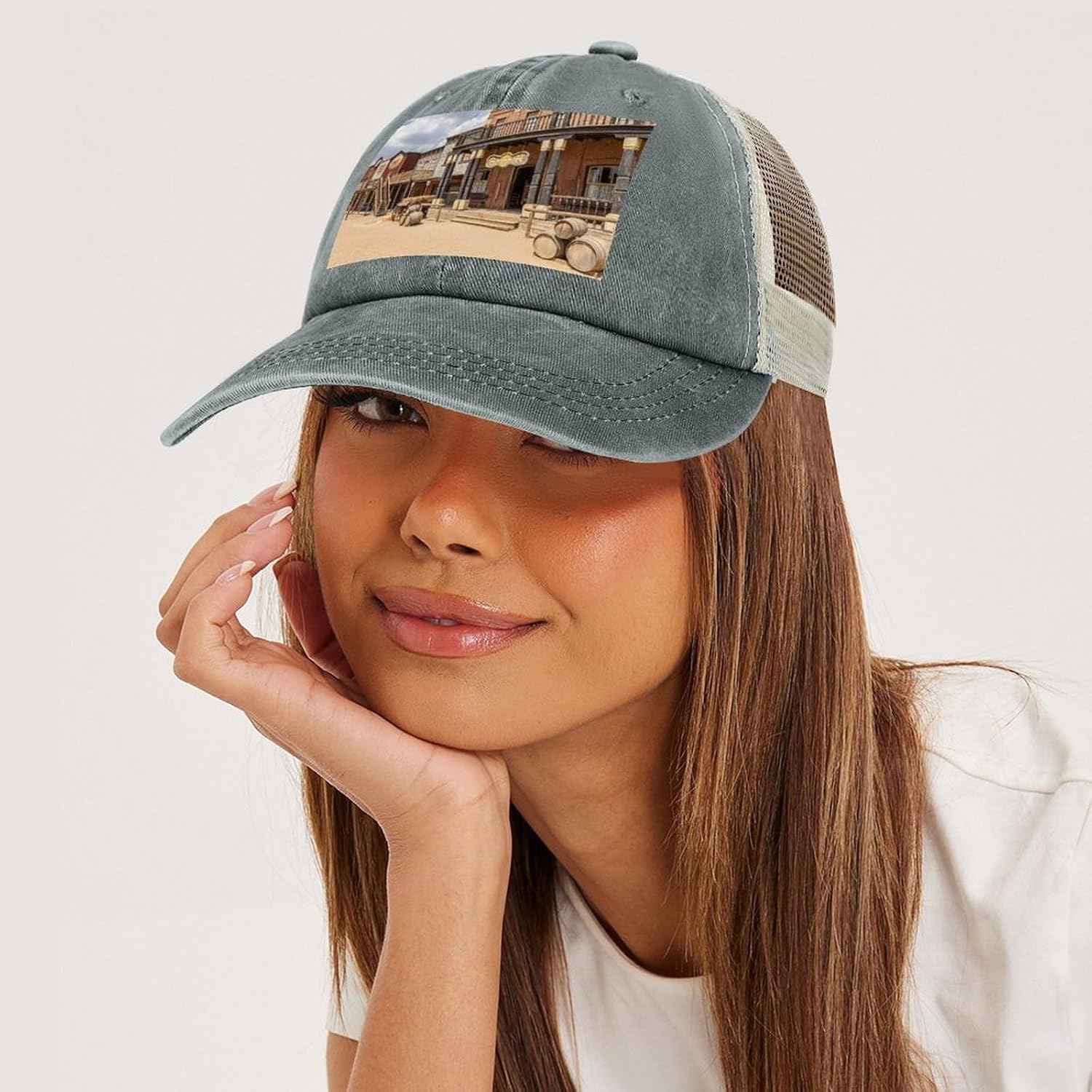 Old Wild West Cowboy Town Hat Personalized Adjustable Cowboy Cap Cotton Cap Trucker Hats Dad Hat for Men Women
