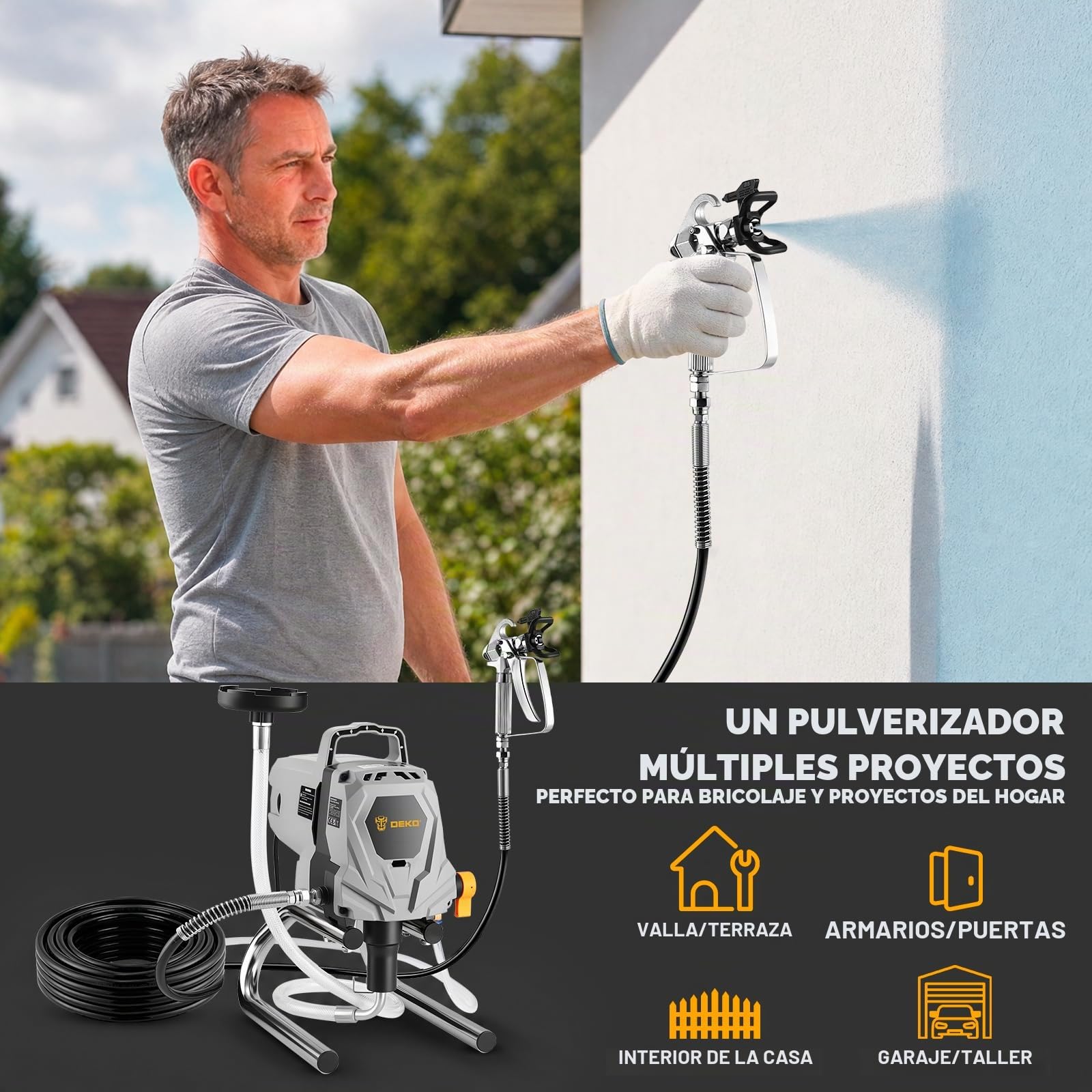 DEKOPRO Pulverizadora sin Aire 1010W 3000PSI 1,5L/min