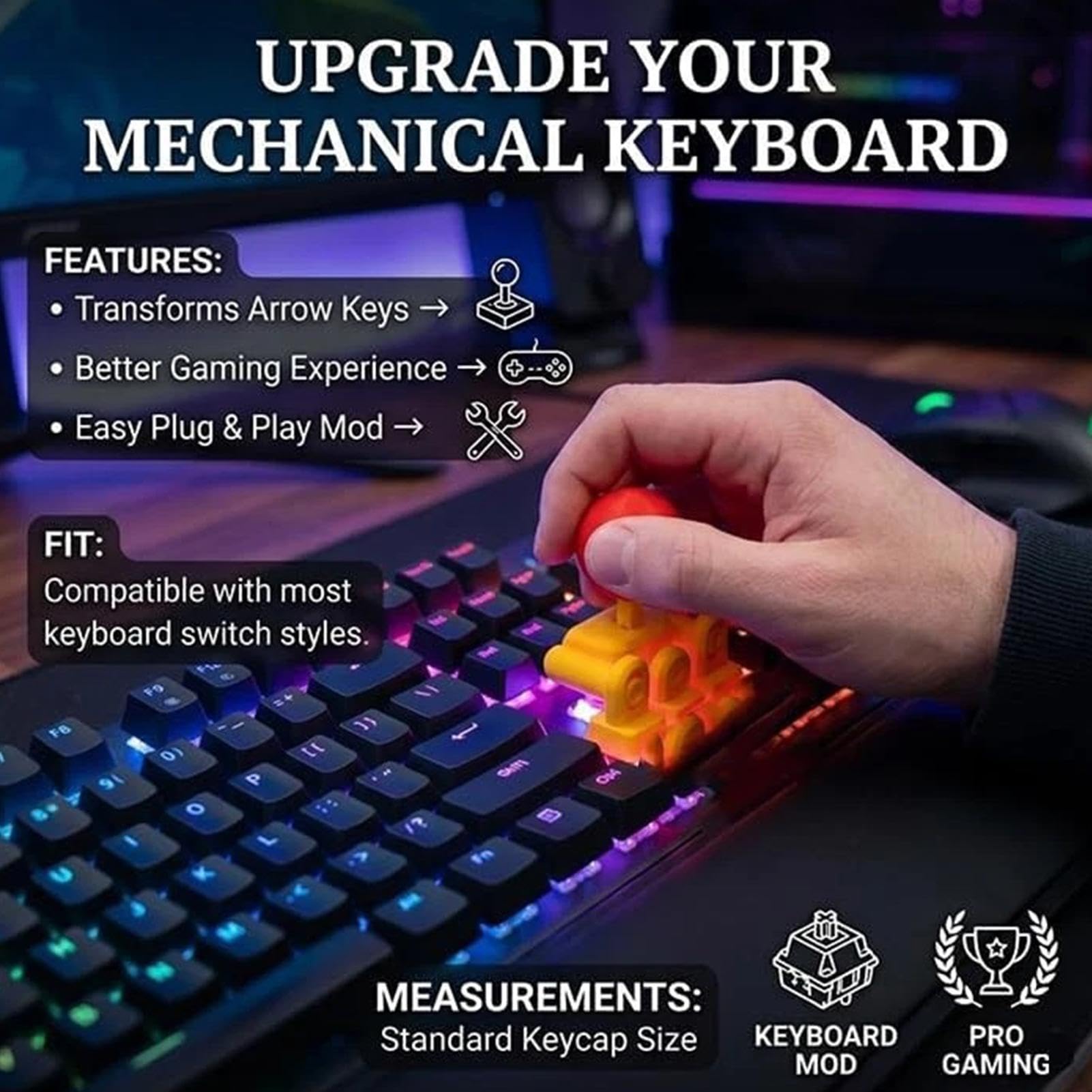Joystick Keycaps - Cartoon Novelty Directional Pad, Mechanical Keyboard Switch Cover with Retro Console Aesthetic, Enhanced Tactile Feedback Accessory, Ideal for Esports Competition Home