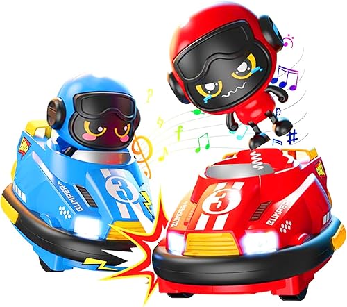 OBEST Paquete de 2 autos de control remoto, auto de choque de expulsión RC para niños, luz y sonido y auto de parachoques giratorio de 360 para