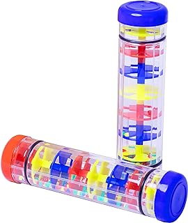 RONDURE 2 Pack Rainmaker Rain Stick Toy, 8 Inch Rain Sticks for Kids, RainStick Sensory Developmental Shaker Tube, Baby Rattle Musical Instrument for Babies 6-12 Months, Toddlers 1-3