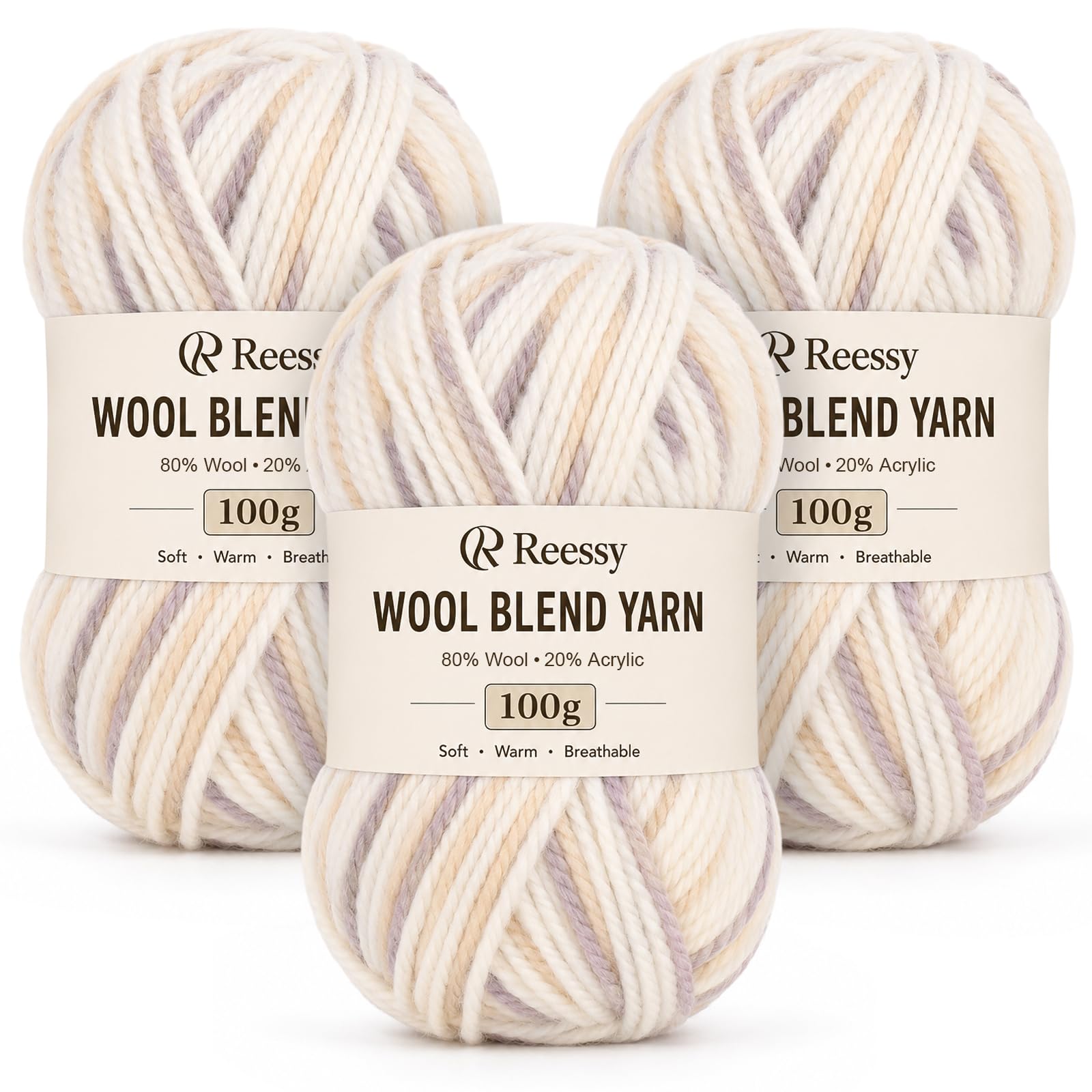 Reessy Knitting Wool, 3 Pack of 100g Gradient Chunky Wool Ombre Yarn(#14) โ image 1