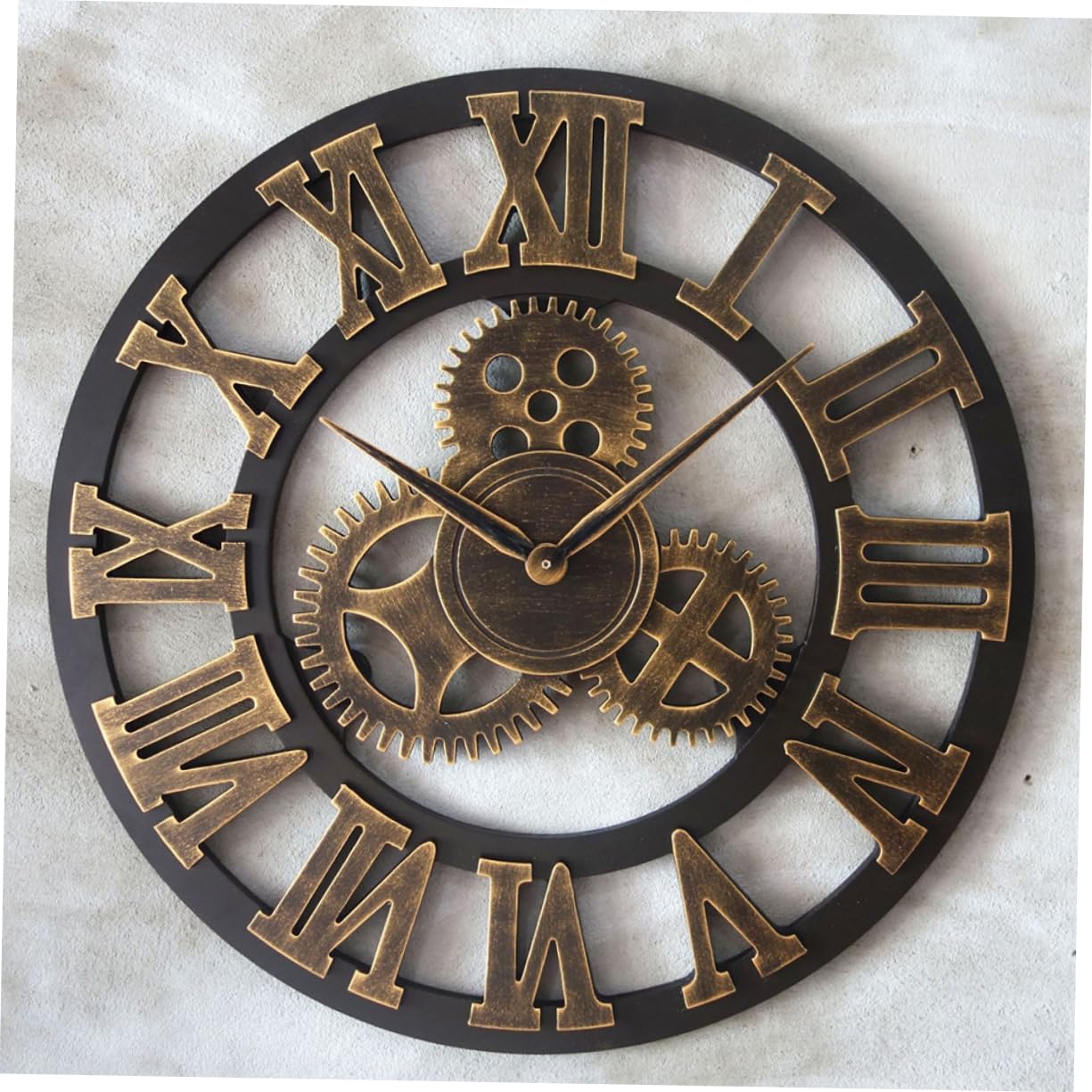 PRETYZOOM Reloj De Pared Industrial Diseño De Engranajes Retro y Decorativo Sin Dorado