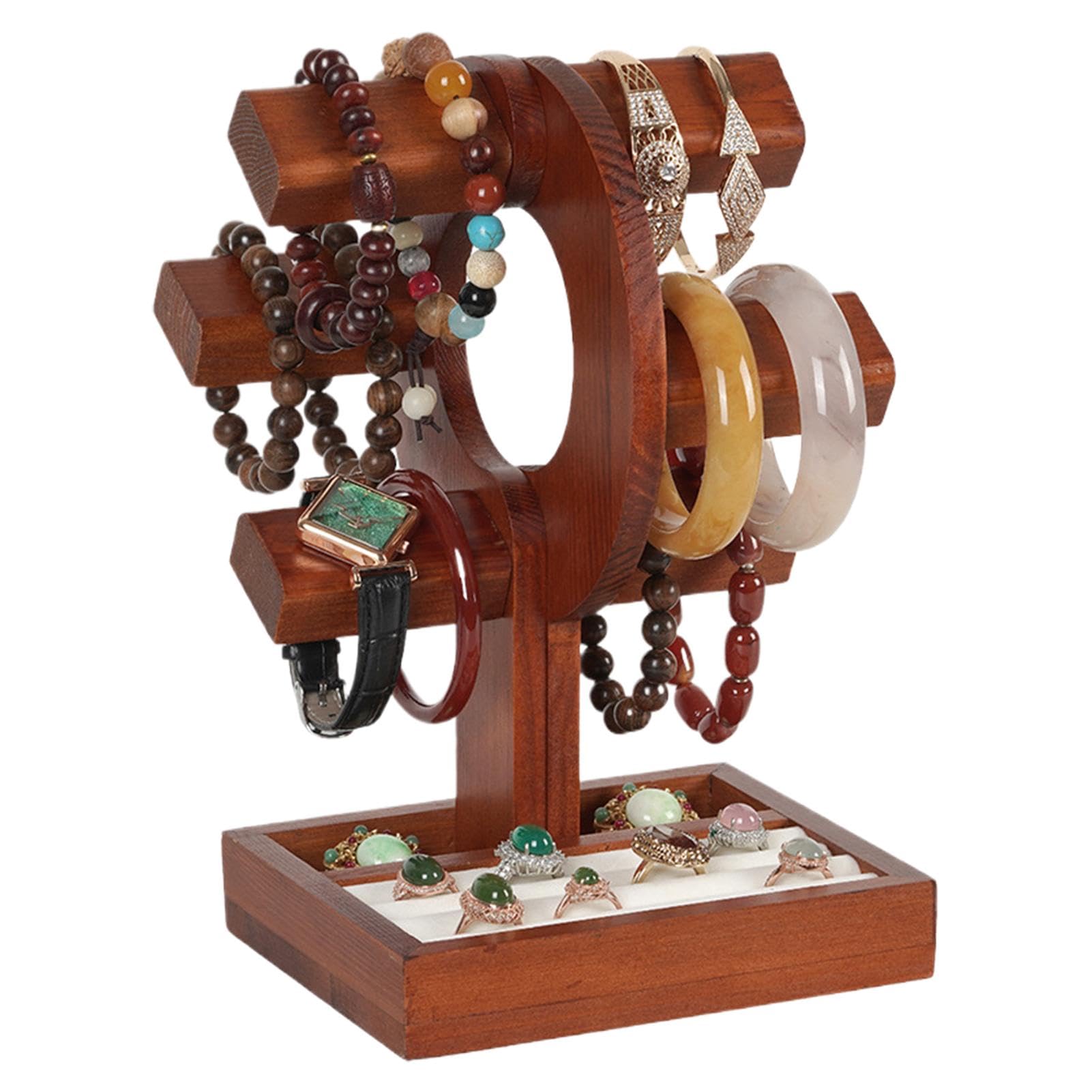 Étagère à colliers et présentoir de bracelet en bois pour ranger vos bijoux de valeur