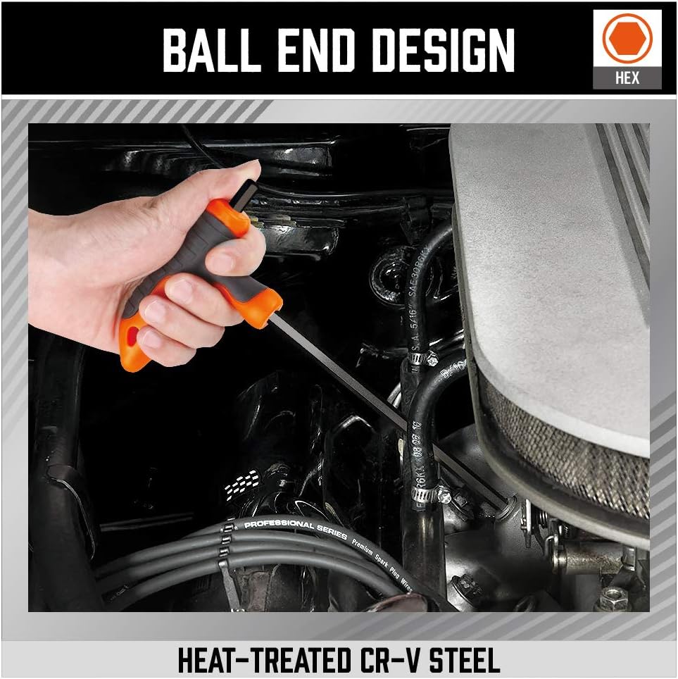 HORUSDY 8-Piece T-Handle allen wrench set, Metric Long Arm Ball End Hex Key Wrench Set, (2mm-10mm) - - 