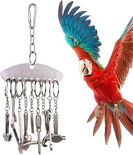 Stainless Steel Bird Toys - Stainless Steel Parrot Cage Tools Toys,Interactive Foraging Bird Game, Educational Game, Boredom Relief for Medium Large Parakeets