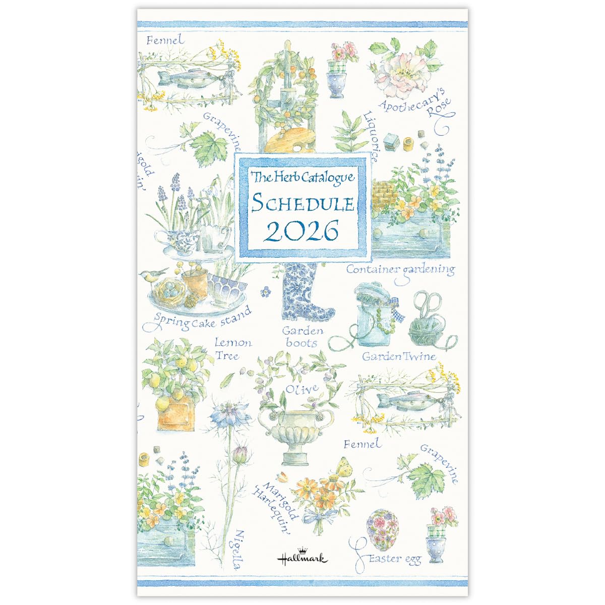 ホールマーク 手帳 2026年 スリム マンスリー ハーブカタログ 845827 (2025年 10月始まり)