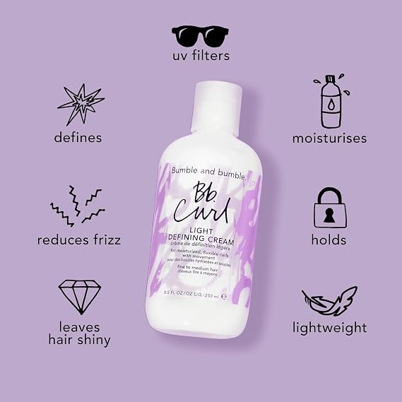 Bumble and bumble. Curl Light Defining Styling Cream | For Moisturized Flexible Curls | Frizz Control | Curly, Wavy | With Jojaba, Avocado + Coconut Oil | Standard Size, 250 ml