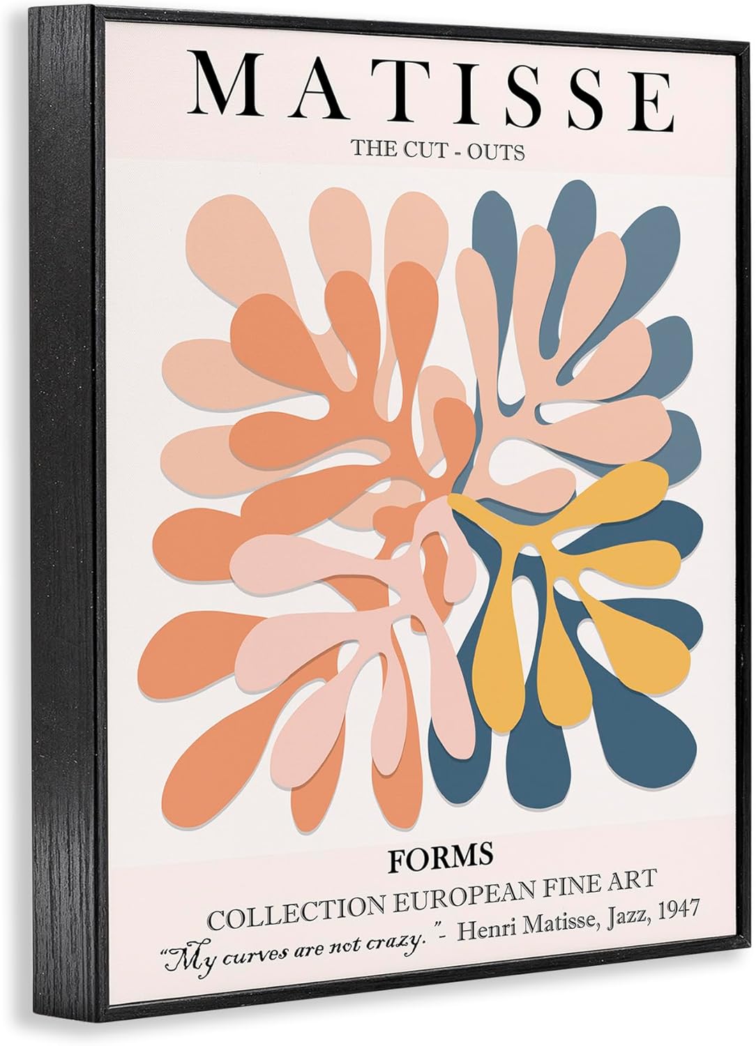 Stupell Industries Classical Matisse Painting Cut Out Forms Traditional Abstract, Designed by ROS Ruseva Black Framed Wall Art, 16x20, Orange