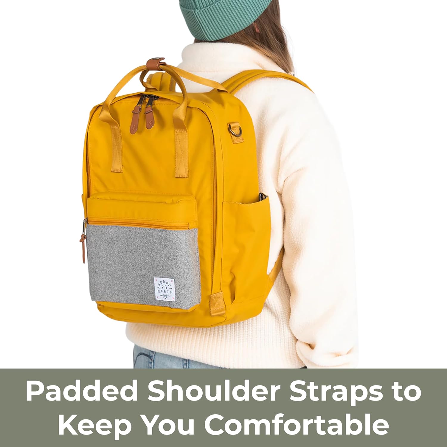 Product of the North Elkin Sustainable Diaper Bag Backpack – Large Capacity Diaper Bag with Insulated Front Pocket and Waterproof Removable Changing Pad - Saffron