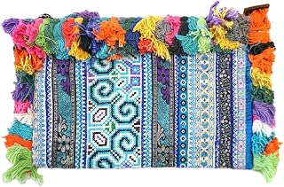 Changnoi Fair Trade Vintage Cosmetic Bag with Tassels, Unique IPAD Case with One of a Kind Hmong Embroidery