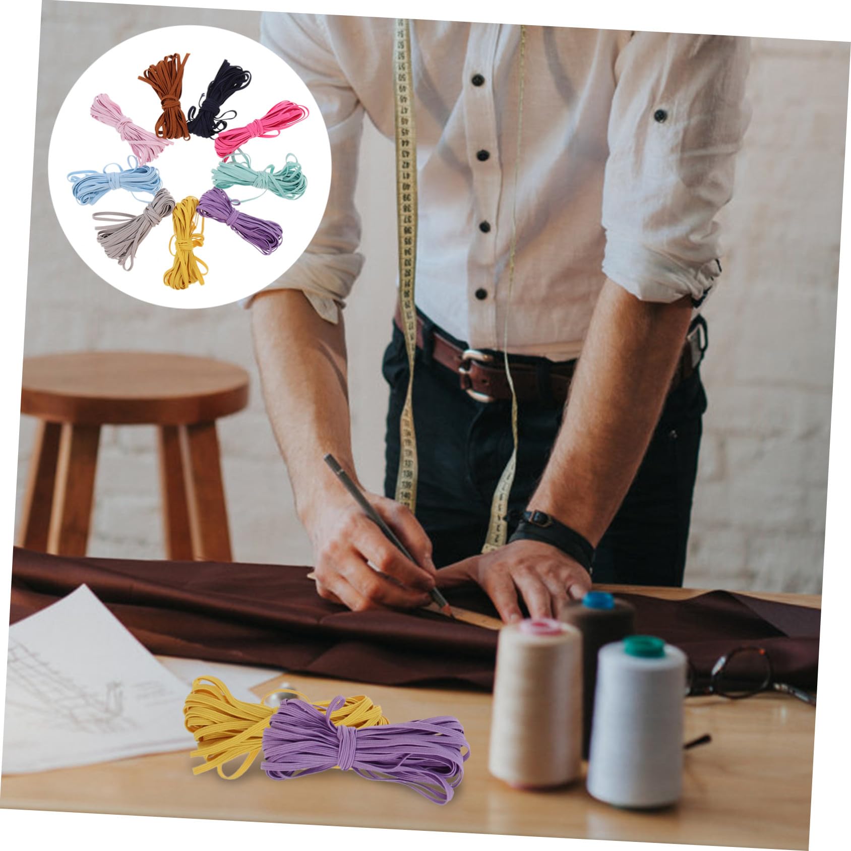 SHINEOFI 27 Piezas DIY Banda Elástica Plana Artesanía Cordón Elástico Coser Bandas Elásticas Artesanías Hechas A Mano Elásticos Banda Elástica Trenzada Elásticos Coloridos Suministros De