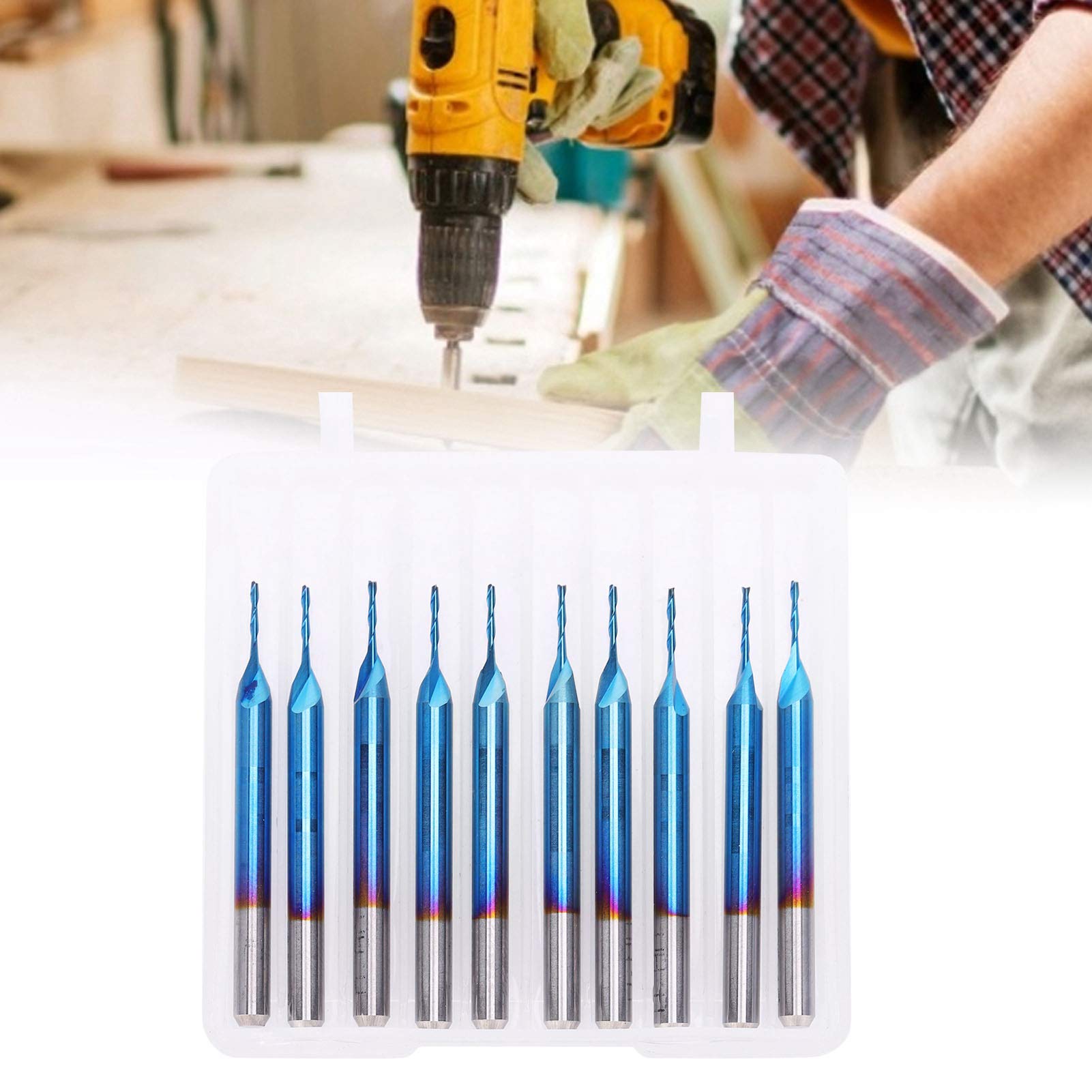 2-schneidiges Fräser-Bit-Set, 10-teilig, Blau Beschichteter Spiralfräser Zum Gravieren und Schneiden von Hartholz und Acryl