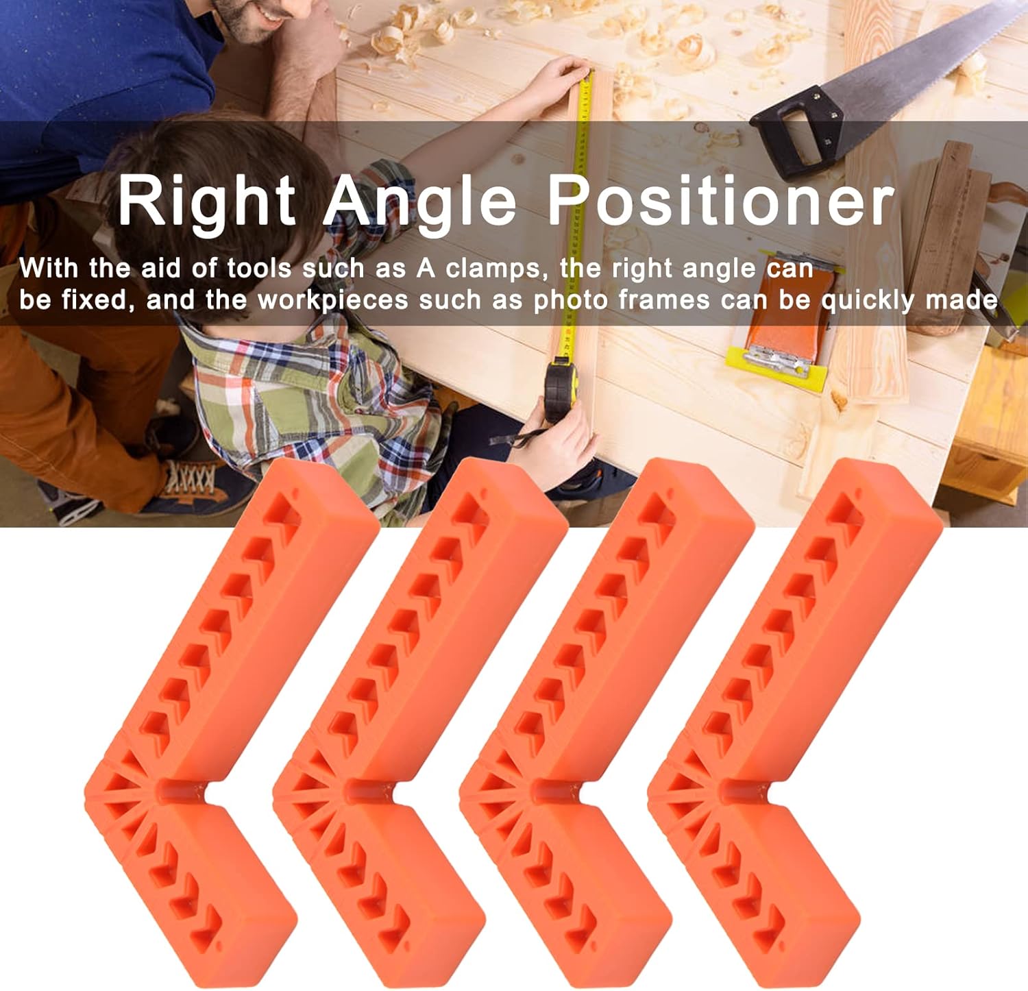 L Type Plastic Squares, Plastic Right Angle Positioner Strong Practicability Easy to Use Multi Purpose 4Pcs Plastic Squares for Drawers Cabinets (6 inch 150mm Plastic Right Angle Block)