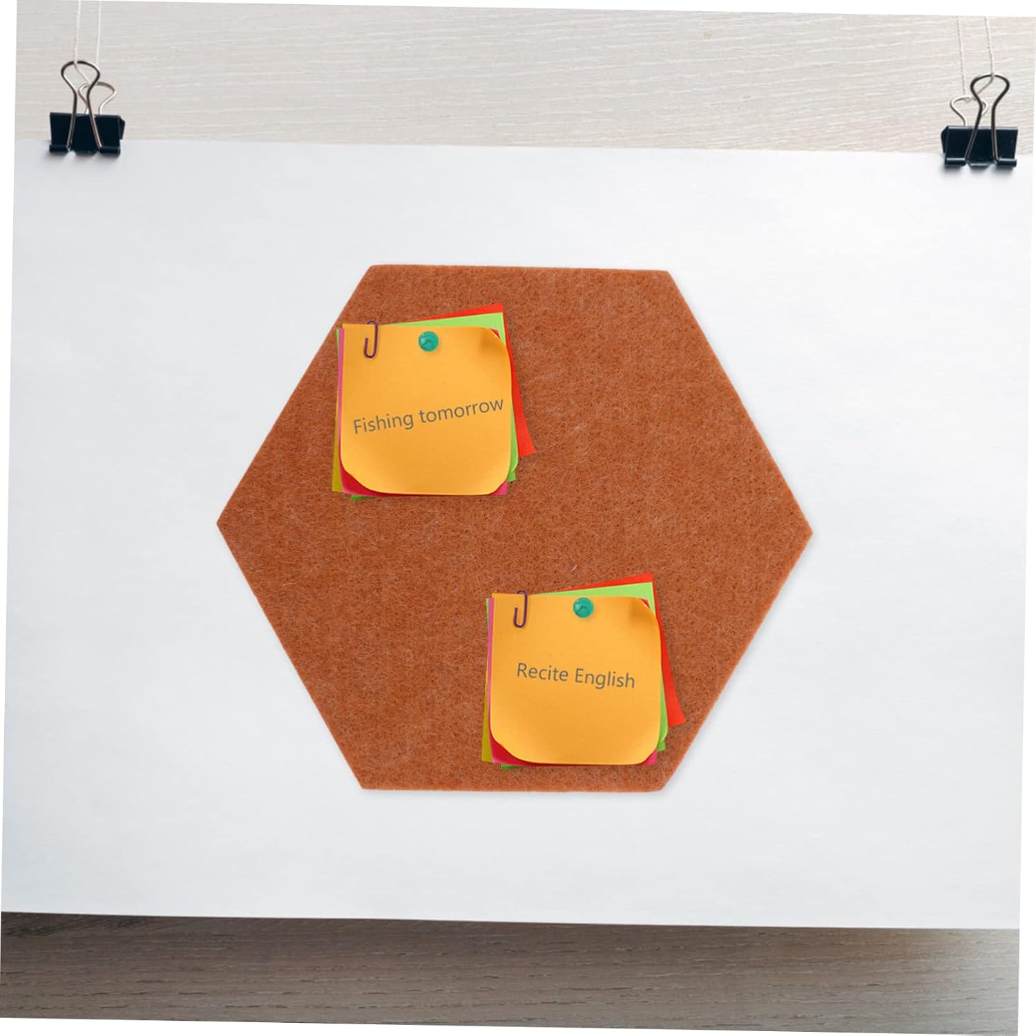Amosfun 10pcs Hexagon Felt Pin Board Wall Hanging Pin Board Decorative Bulletin Borders for Home Decor