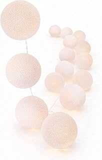 CREATIVECOTTON LED Lichterkette mit Cotton Balls inkl. Timer und Dimmer (White, 20 Kugeln)