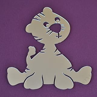FLEXISTYLE - Specchio Decorativo Little Tiger, Design Moderno, 3 mm, Specchio in Acrilico UE, Soggiorno, Camera da Letto, corridoio, infrangibile, Decorazione per la casa Fai da Te, Argento
