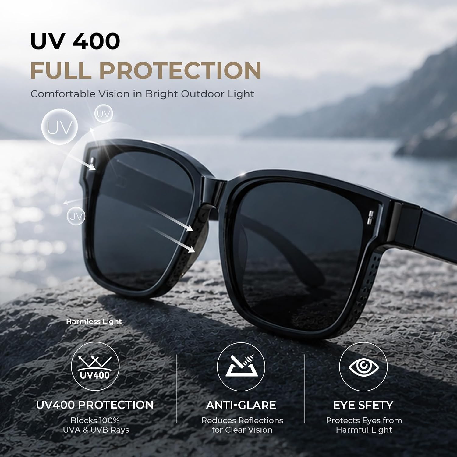 Polarized Fit Over Glasses Sunglasses for Women Men, UV400 TR90 over glasses sunglasses with TAC Anti-Glare Lens, Lightweight Wrap Around sunglasses that fit over glasses for Driving Fishing Outdoor