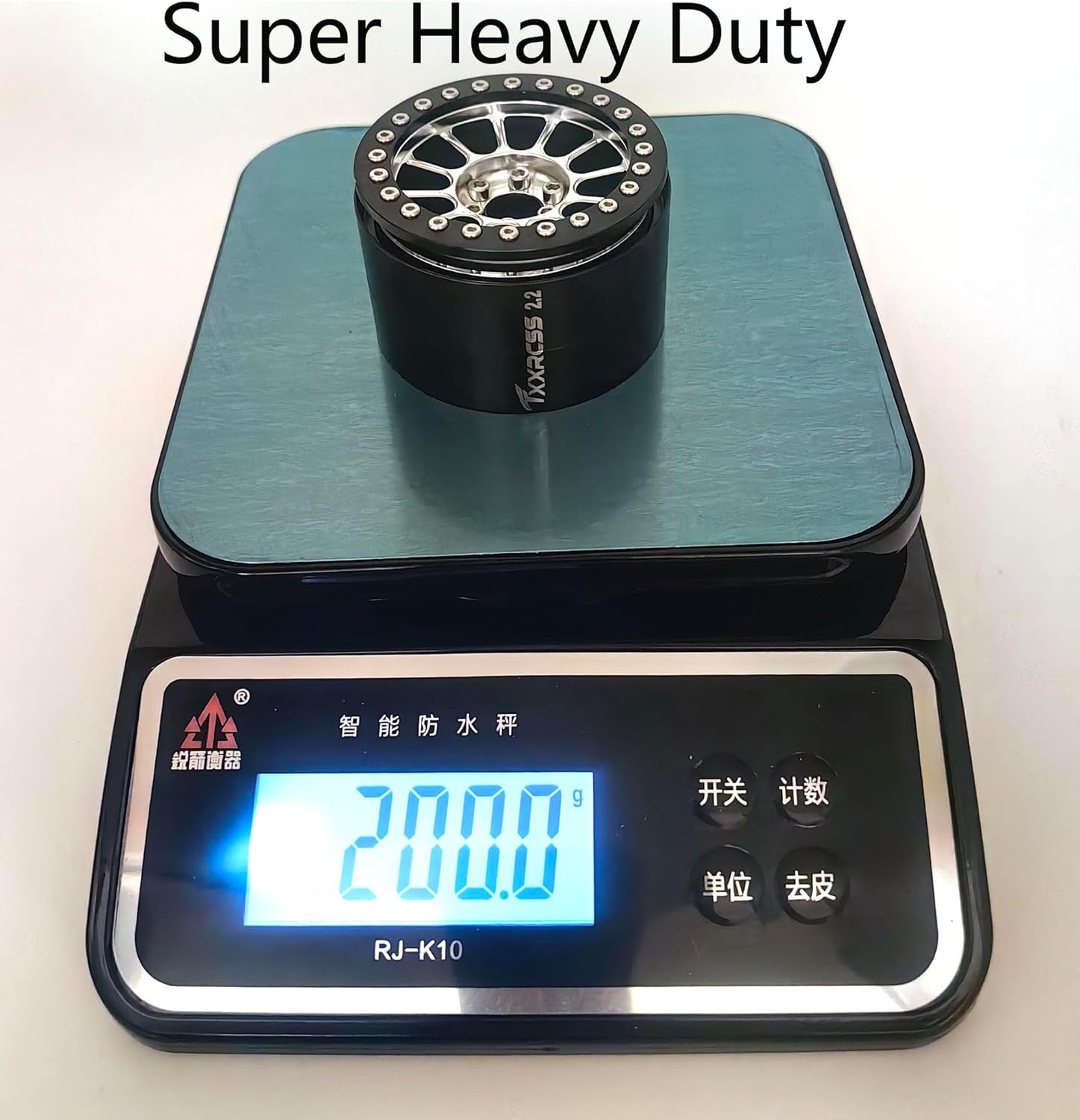 200g Super Heavy 2.2 Beadlock Wheels Aluminum 1/10 Crawler RC Wheel 4pcs Rims Hub for Axial SCX10 Trx4m Silver Screws (Silver Black)