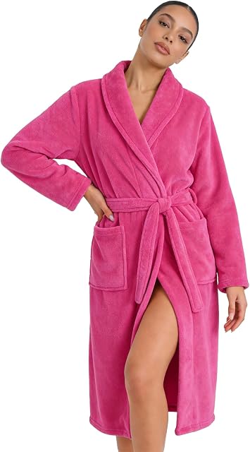 HEARTNICE Womens Fleece Robes, Soft Plush Long Bathrobe, Thick Kimono Robes for Womens, Warm House Coat