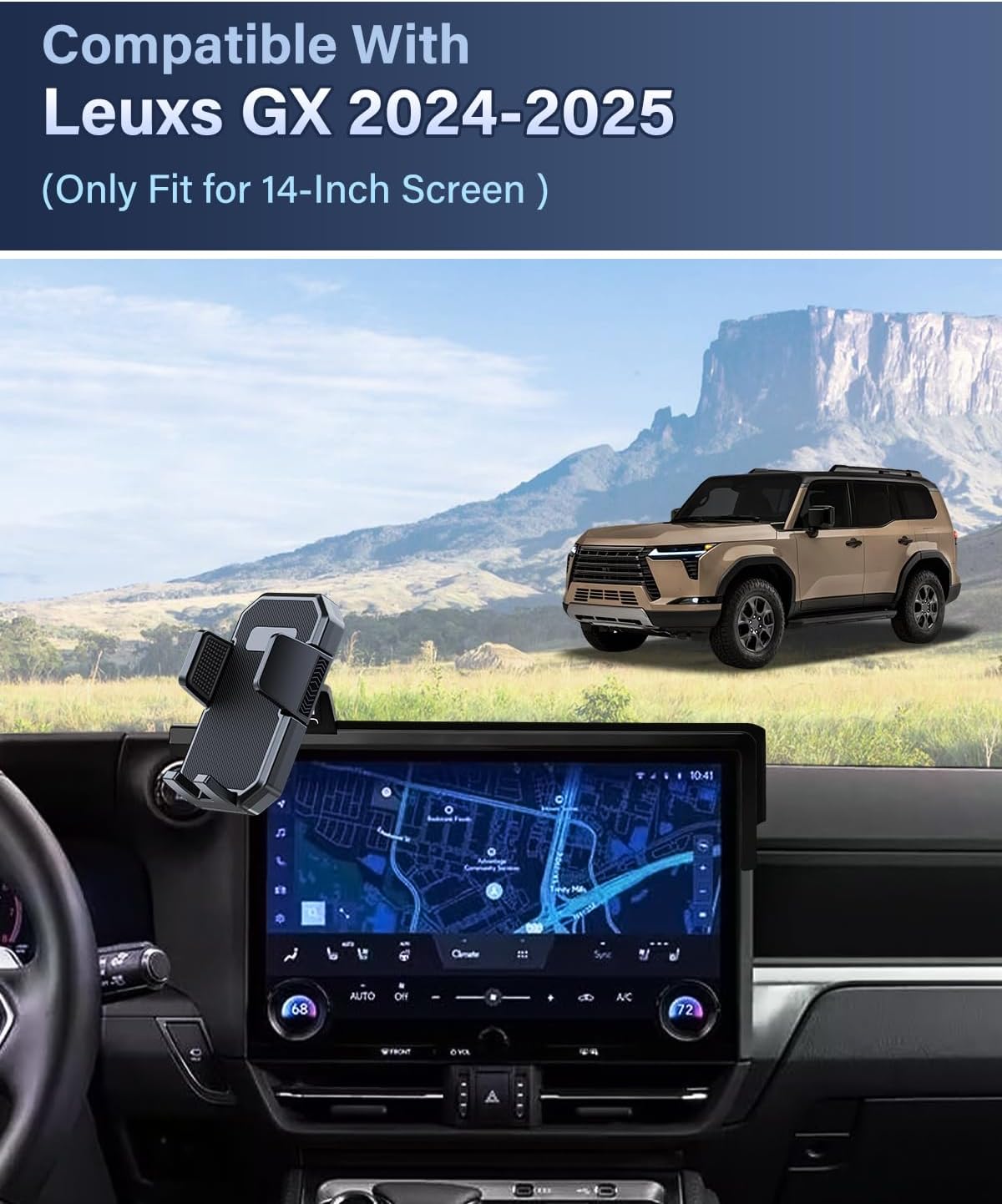 PZK Car Phone Holder for Lexus GX 2024 2025 Accessories 14-Inch Screen Fixed Clip, Car Phone Mount Upgraded Auot Lock Clamping 360° Rotation Not Affect Vent Automobile Phone Cradles 4.0-7.0‘’ Phones