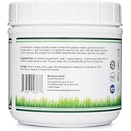 Collagen Peptides Powder - Hydrolyzed Collagen, Keto Safe - 16.08oz - Multi Type 1, 2, and 3 (Grass Fed Bovine Source)(Colageno Hidrolizado) Collagen Supplements for Women and Men by Double Wood