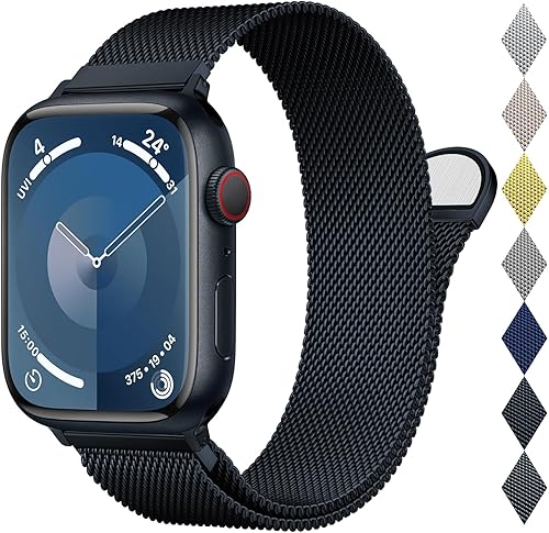 Correa milanesa de acero inoxidable compatible con correas de Apple Watch de 38mm 40mm 41mm 42mm 44mm 45mm 49mm 46mm para hombres y mujeres, cierre