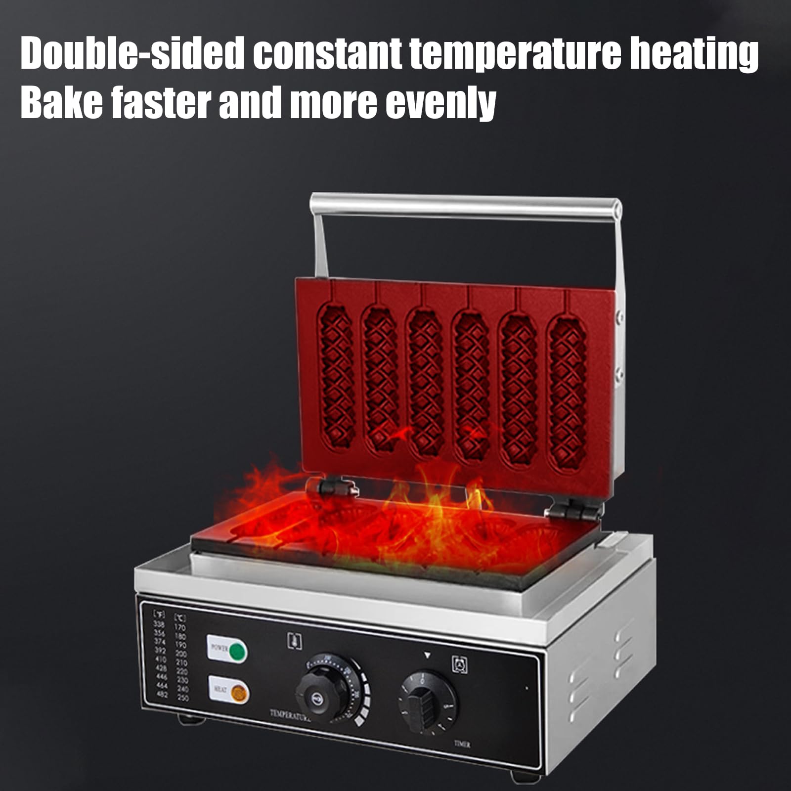 Moongiantgo Commercial Corn Dog Waffle Maker Machine 6 PCS
