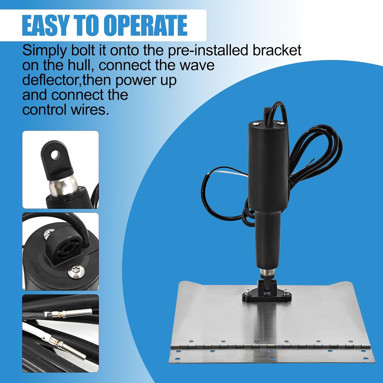 15001-101 9" x 12" Standard Trim Tab Kit, 15101-104 12V w/Double Rocker Switches Trim Tabs for Boats Size 16ft to 25ft Replace# 15001101, 15101104