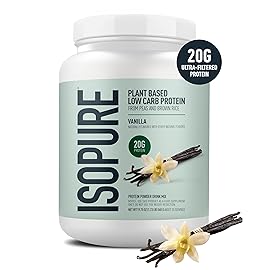 Isopure Plant-Based Protein Powder, Lactose Free, Gluten Free, With Iron, Vanilla, 20g Plant Protein Per Serving, 1.23 Lbs, 20 Servings