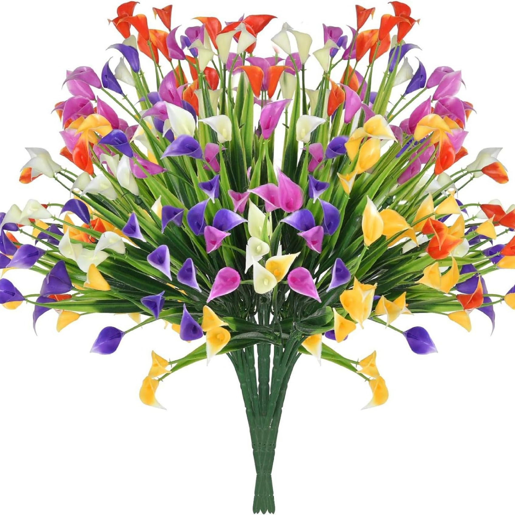 Hbbgdiy 15Pcs Faux Calla Lily Flowers, 5 Colours Long Stem Artificial Calla Lilies, Realistic Lily Bouquet for Wedding Centerpieces, Table Arrangements, Home Decor