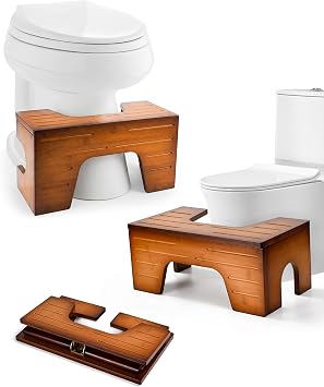 StrongTek Toilet Stool Squat Adult, Foldable Poop Stool, 79 in,Brown | Bamboo Flip, Adjustable Heights,Anti-Slip, Compact Storage, Heavy Duty, Natural Squatting Position