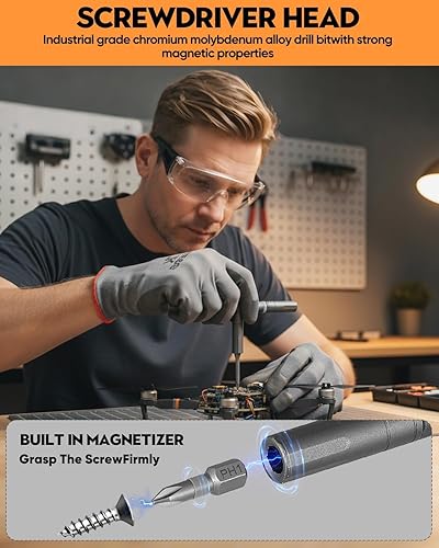 Miniatura 4 de Saker Juego de destornilladores magnéticos 42 en 1 con trinquete mango en T para regalos de Navidad, hogar, computadora, bicicleta, muebles y Naranja