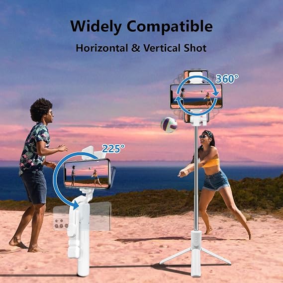 Selfie Stick Tripod, 40 in Retractable Tripod for iPhone with Wireless Remote Control & Light, Portable Phone tripods for Photograph, Live Streaming, Video Recording, Compatible with All Cellphones