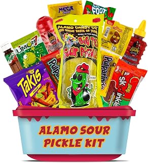 Alamo Sour Pickle Kit, Mexican Candy Mix Ready to make the Famous TikTok Trend, Includes Original Alamo Dill Pickle, Baby Lucas, Lucas Gusano, Skwinkles Salsaghetti & Pulparindo by LookOn