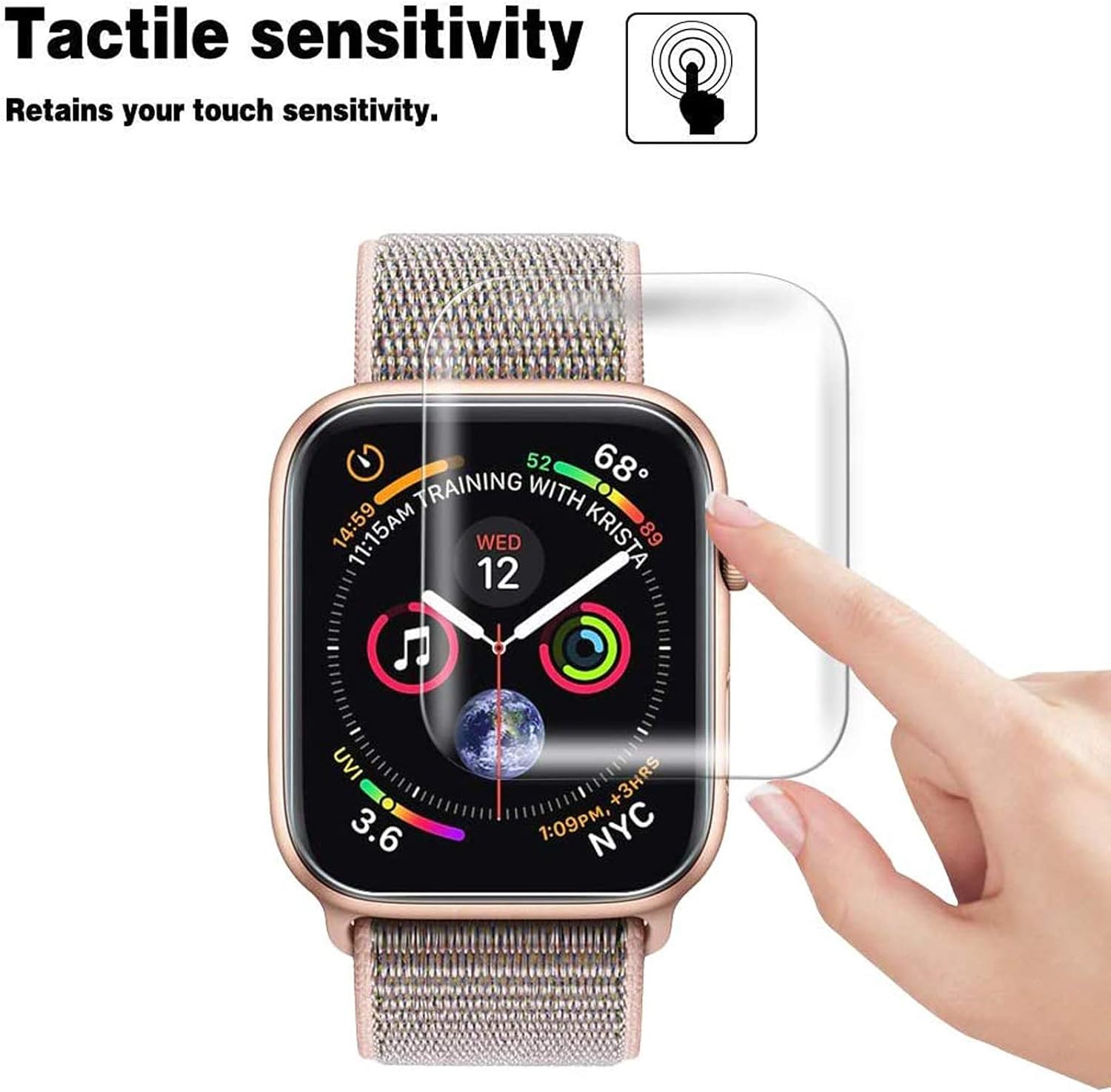 [2 Pack] Fotbor Compatible for Apple Watch 44mm Series 4 Tempered Glass Screen Protector, [Full Coverage] [Full Glue] 9H Hardness Anti-Scratch HD Clear Anti-Bubble for iWatch 44mm Screen Protector