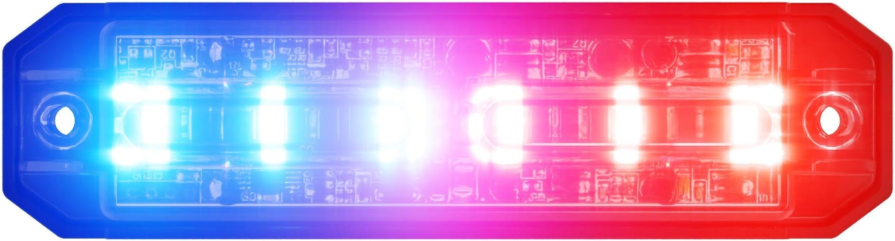 AbramsUltra Series [Red/Blue] 18W - 6 LED [SAE Class-1] Police Vehicle Truck [Split Color] LED Grille Light Head Surface Mount Strobe Warning Light [29+ Patterns]