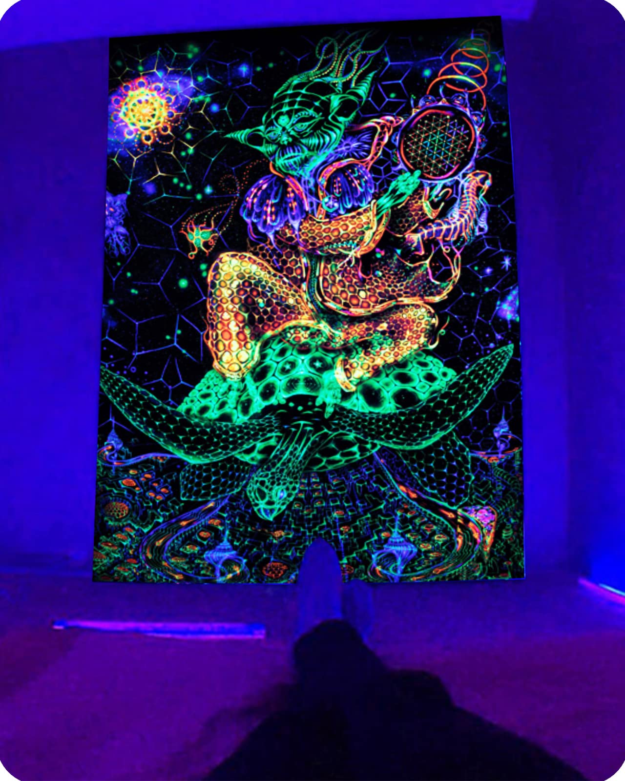 Tapisserie Anime Fille Luminescente - Réagit à La Lumière Noire, 150x130 Cm, Décoration Chambre Et Fêtes - 8