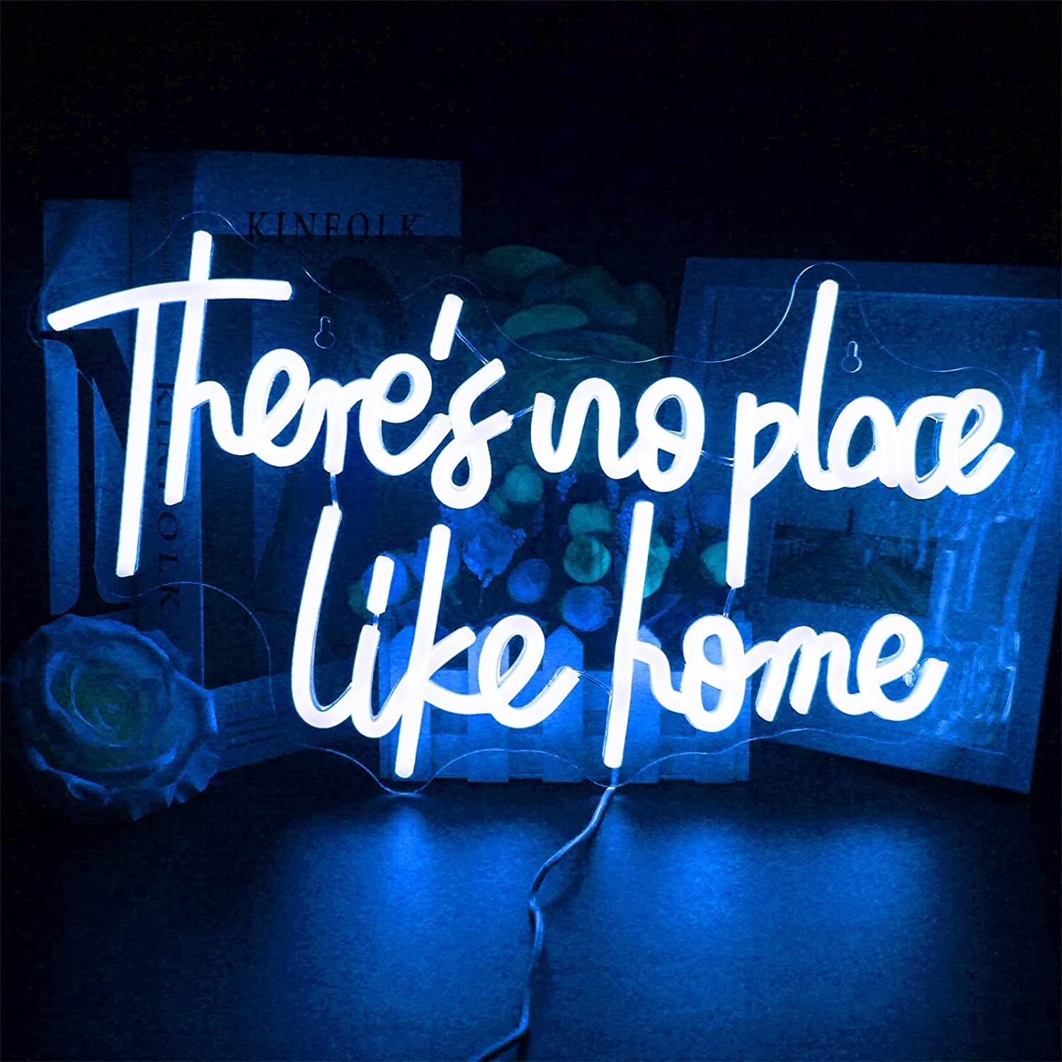 LNNW Neonowe światła LED No Place Like Home Neon Sign Lights, wiszący na ścianie świecący szyld, niestandardowe lampki nocne LED zasilane przez USB z przełącznikiem Dla Hotel Pub Kawiarnia Pokój rekre