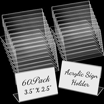 Vicenpal 3.5 x 2.5 Inches Small Acrylic Sign Holder for Office, 10 Pcs