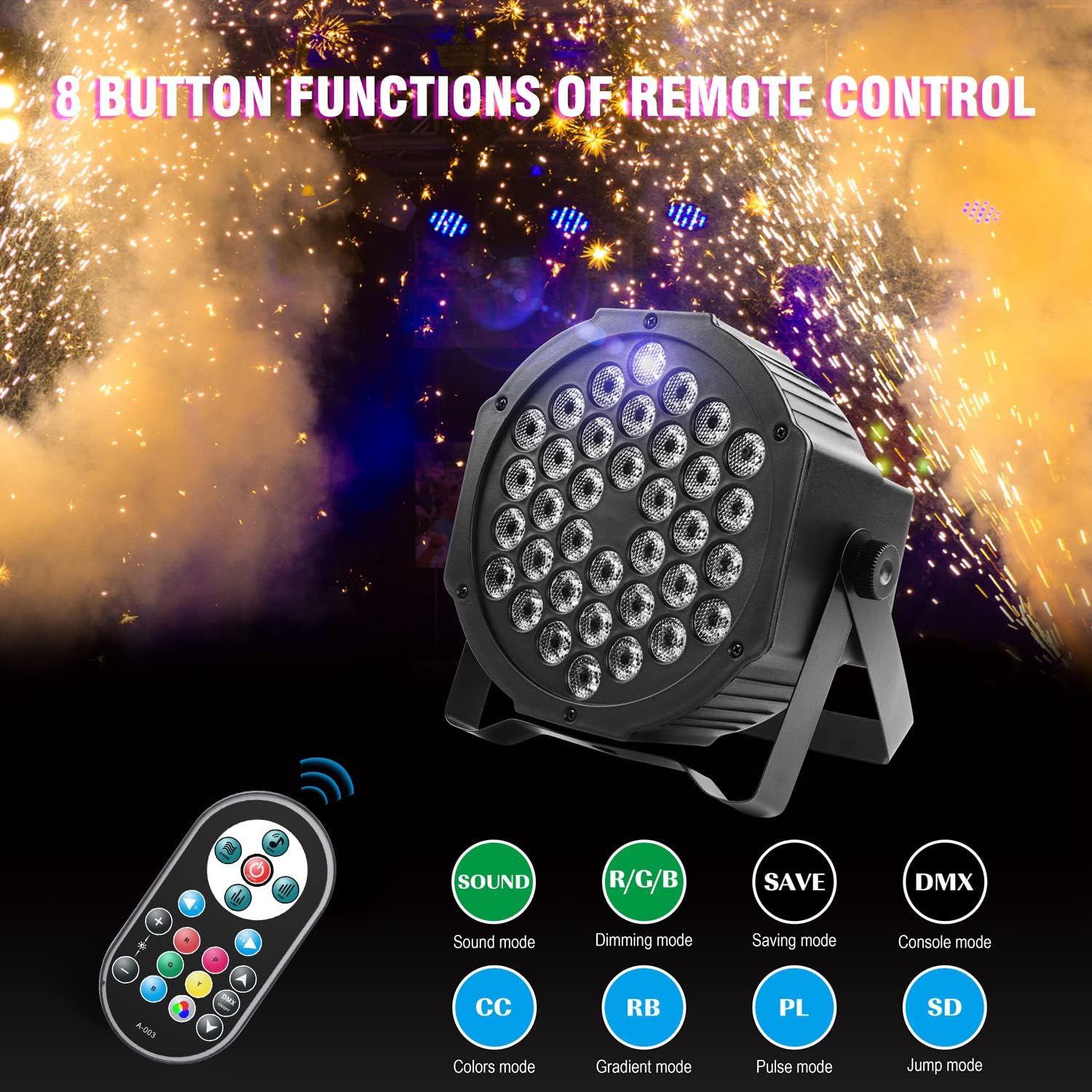 4 Stück Led par licht 36 RGB disco licht mit Fernbedienung DMX512 Bühnenlichter Auto/Sound/Master-slave DJ licht für Party Bar Band Konzert Halloween Weihnachten Hochzeit