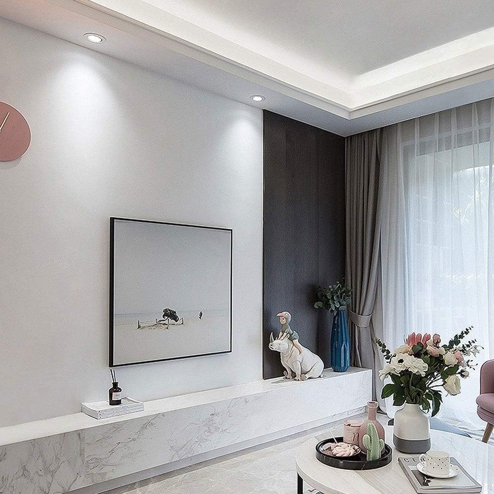 Recessed 10W Recessed Downlight Round COB Ceiling Spotlight, Creative Indoor Decoration LED Ceiling Lighting Fixture Wash Wall Lamp, AC110-240V Fire Rated Energy Saving LED Downlighters Integrat