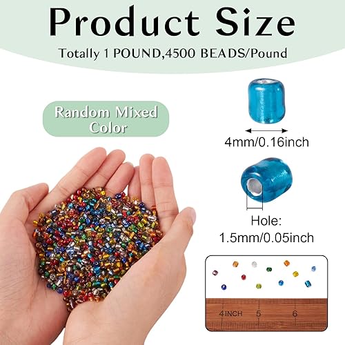 Miniatura 2 de Craftdady 6/0 Cuentas de semillas de vidrio de 0.157 in aproximadamente 4500 piezas transparentes con forro de plata pequeña redonda cuentas