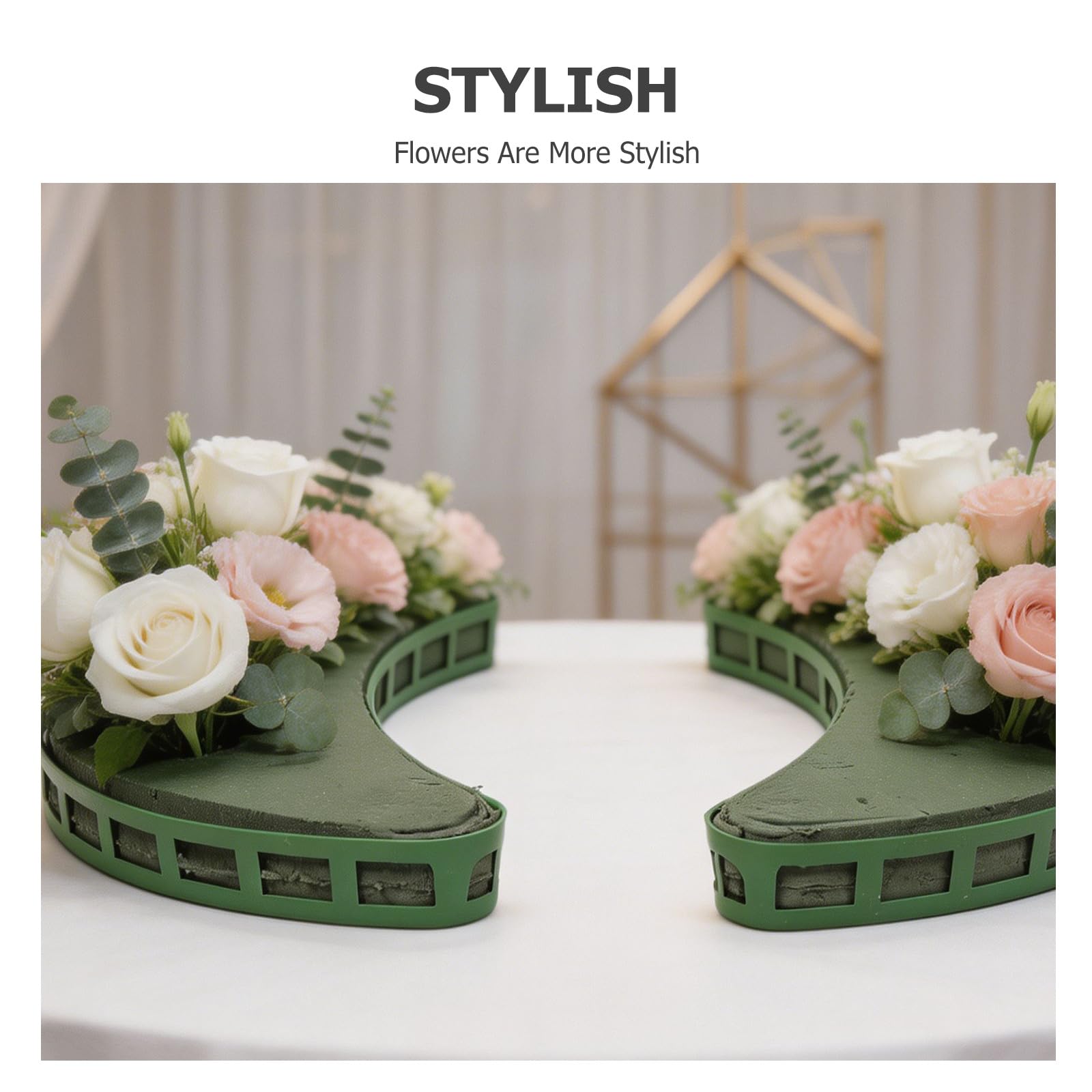 2 paia di gabbie in spugna floreale con ventosa - Supporto per composizioni floreali a forma di mezzaluna, blocco umido per decorazioni fai da te per auto da matrimonio, fissaggio di bouquet