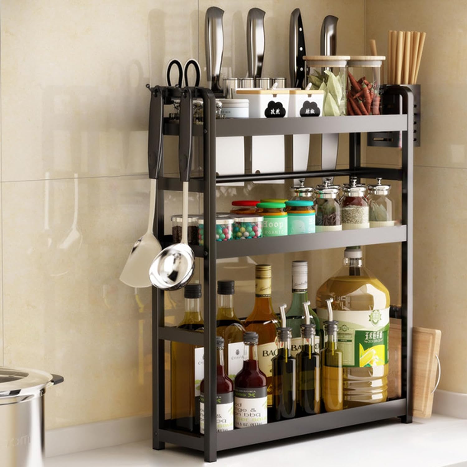 Generic Spice Rack Seasoning Rack Storage Rack Kitchen Rack Spice Rack Tabletop Rack Kitchen Tool Stand Kitchen Storage Seasoning Storage Storage Storage Under Table,3,50Cm