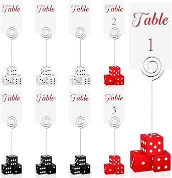 9 Sets Bunco Dice Table Number Holders Casino Card Holder Table Numbers 1 2 3 Casino Themed Party Decorations Bunco Game Kit for Casino Game Night Bunco Party Supplies, Style 2