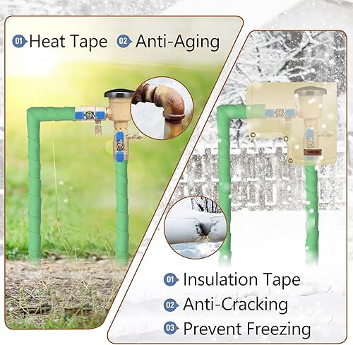 Vista 16 de TOHONFOO Envoltura de tubería - Cinta aislante de tubería de agua marrón para exteriores de 4 pulgadas x 15 pies, cinta térmica para líneas de CA