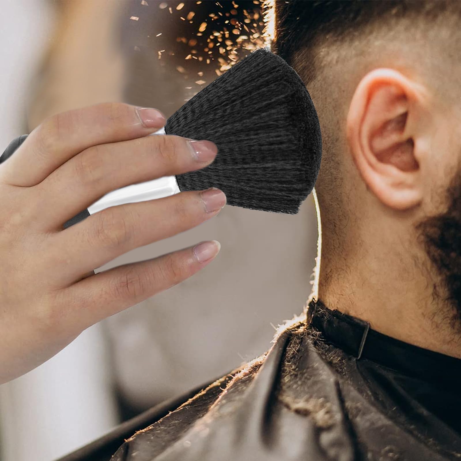 3 pennelli da parrucchiere, set di pennelli per il collo, per parrucchiere, per il collo, per capelli, per il barbiere, per la pulizia dei capelli, per la rimozione della polvere, colore nero